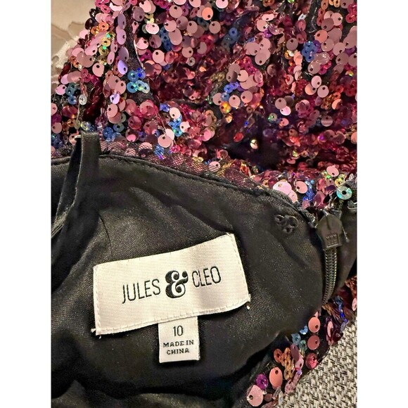 JULES AND CLEO Cowl Neck Allover Sequin Dress with Slit luxury formal size 10 - Picture 3 of 13